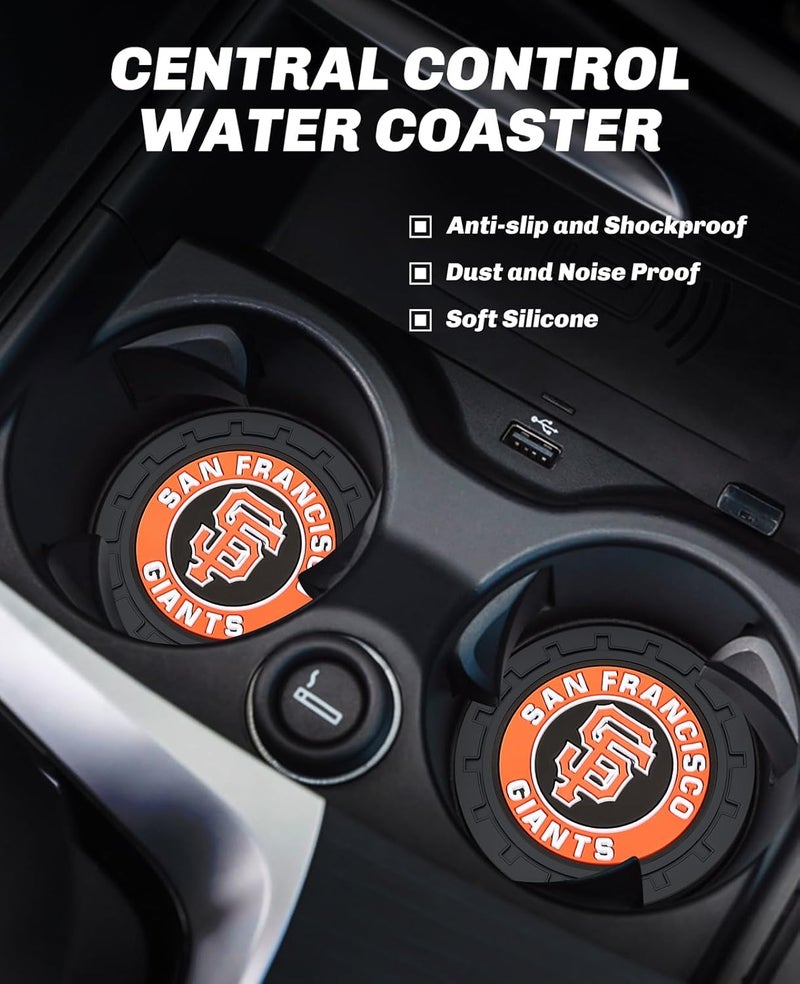 Kaleduo 2PCS Car Cup Holder Coaster,Auto Cup Holder Insert Coaster for San Francisco Giants Baseball Fans, Non-Slip Car Drink Holder Mat, Interior Accessories, SF Giants - Image 2